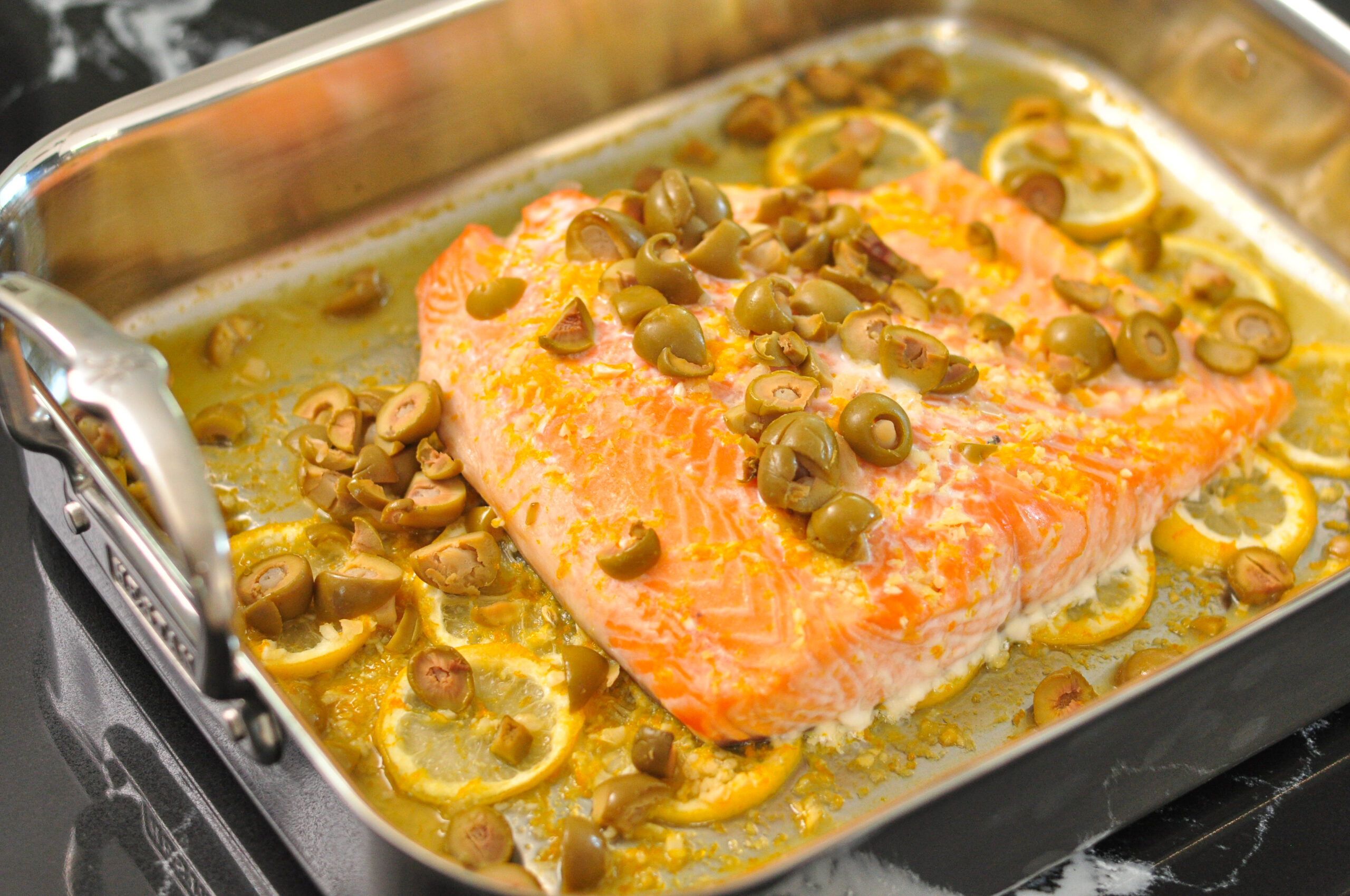Slow Roast Olive Salmon