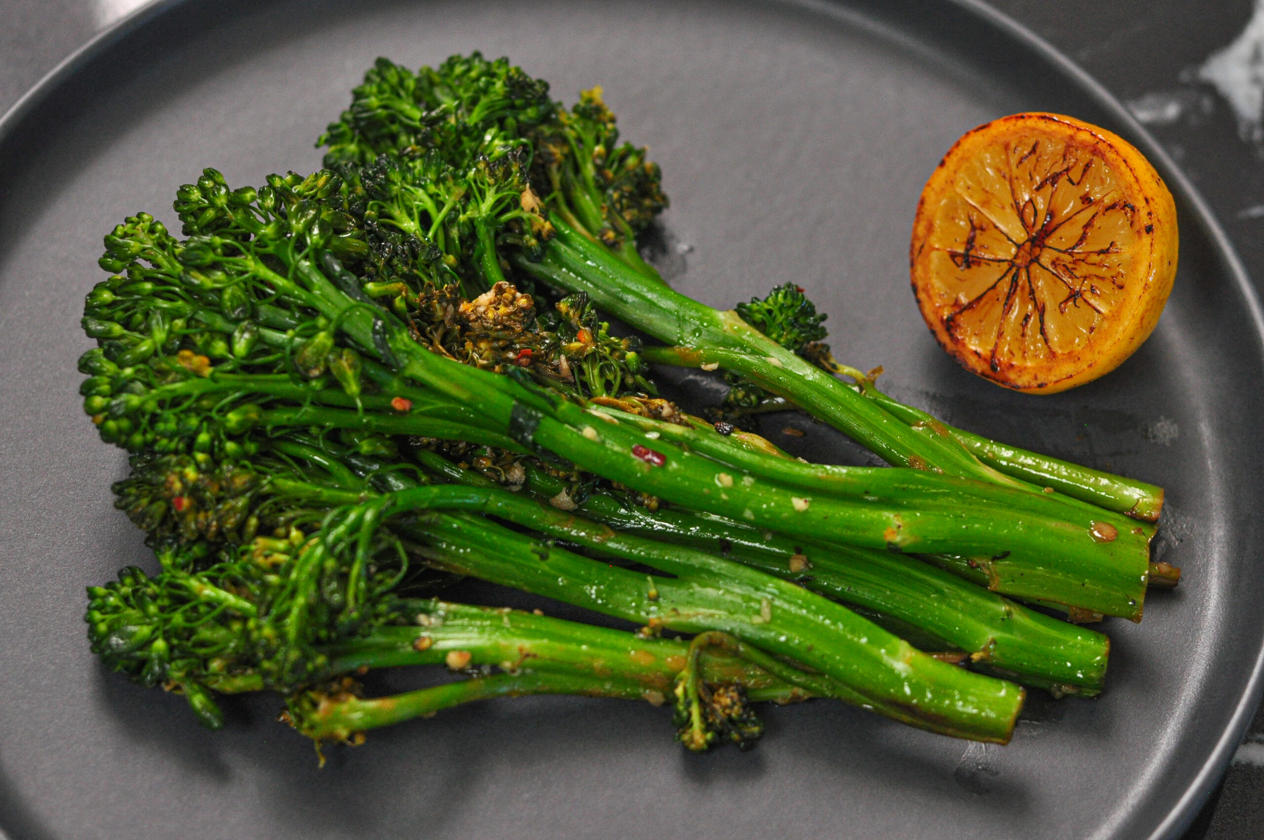 charred lemon baby broccoli